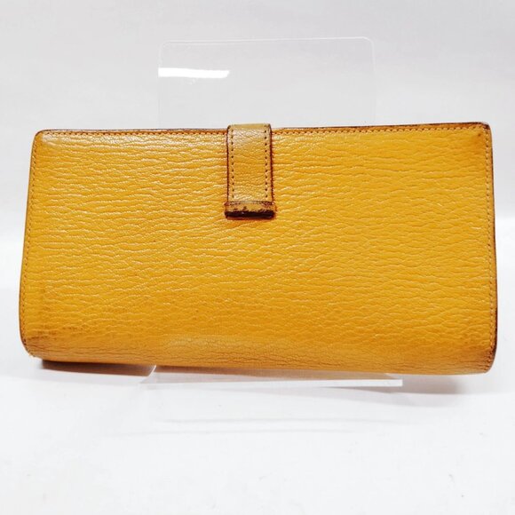 $2995 Authentic HERMES Made in FRANCE Unisex Orange Gold Leather Long Wallet - Picture 3 of 12